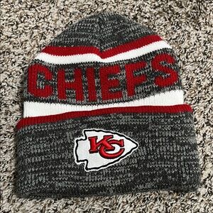 NFL Chiefs Gray and Red Knit Beanie